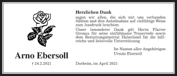 Traueranzeige von Arno Ebersoll von Wetterauer Zeitung