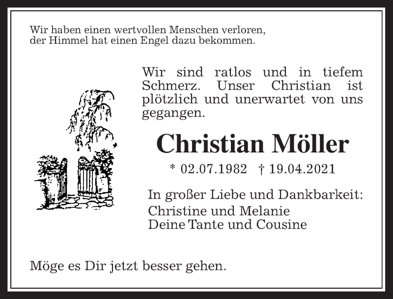  Traueranzeige für Christian Möller vom 30.04.2021 aus Wetterauer Zeitung