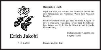 Traueranzeige von Erich Jakobi von Wetterauer Zeitung