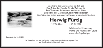Traueranzeige von Herwig Fürtig von Wetterauer Zeitung