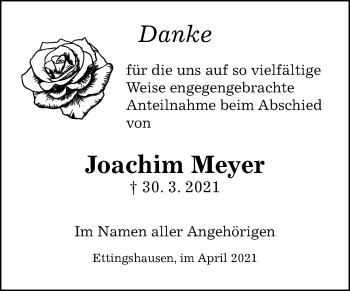 Traueranzeige von Joachim Meyer von Licher Wochenblatt