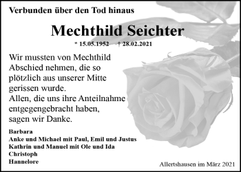 Traueranzeige von Mechthild Seichter von Rabenauer Zeitung