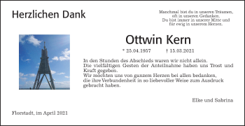 Traueranzeige von Ottwin Kern von Wetterauer Zeitung