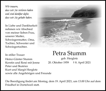 Traueranzeige von Petra Stumm von Bad Vilbel/Karben