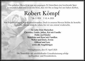 Traueranzeige von Robert Kömpf von Alsfelder Allgemeine