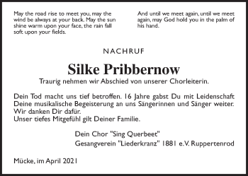 Traueranzeige von Silke Pribernow von Mücker Stimme
