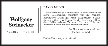 Traueranzeige von Wolfgang Steinacker von Wetterauer Zeitung