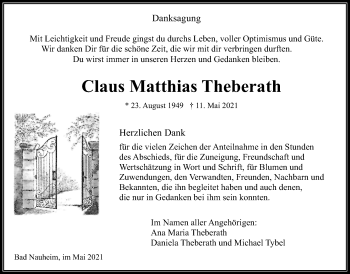 Traueranzeige von Claus Matthias Theberath von Wetterauer Zeitung