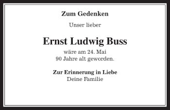 Traueranzeige von Ernst Ludwig Buss von Pohlheimer Nachrichten