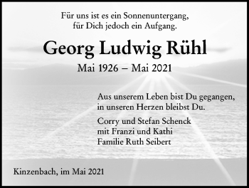 Traueranzeige von Georg Ludwig Rühl von Giessener Allgemeine, Alsfelder Allgemeine