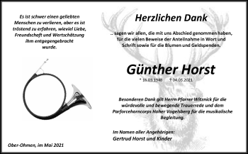 Traueranzeige von Günther Horst von Giessener Allgemeine, Alsfelder Allgemeine