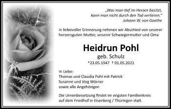 Traueranzeige von Heidrun Pohl von Bad Vilbel/Karben