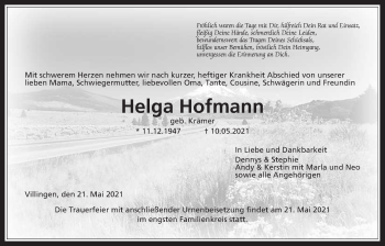 Traueranzeige von Helga Hofmann von Licher Wochenblatt