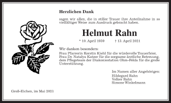 Traueranzeige von Helmut Rahn von Mücker Stimme