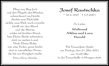 Traueranzeige von Josef Rautschka von Licher Wochenblatt