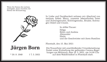 Traueranzeige von Jürgen Born von Wetterauer Zeitung