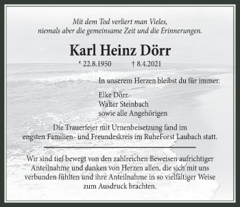 Traueranzeige von Karl Heinz Dörr von Licher Wochenblatt