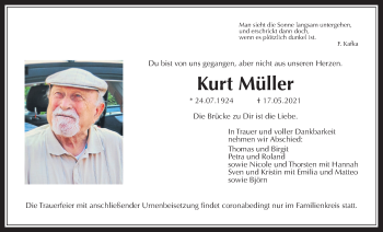 Traueranzeige von Kurt Müller von Wetterauer Zeitung