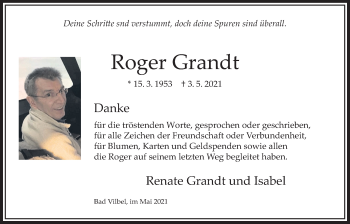 Traueranzeige von Roger Grandt von Bad Vilbel/Karben