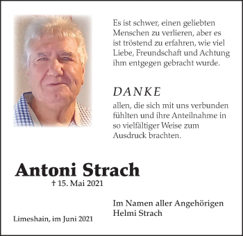 Traueranzeige von Antoni Strach von Wetterauer Zeitung