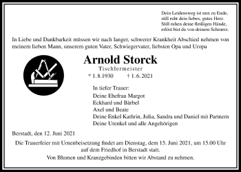 Traueranzeige von Arnold Storck von Wetterauer Zeitung