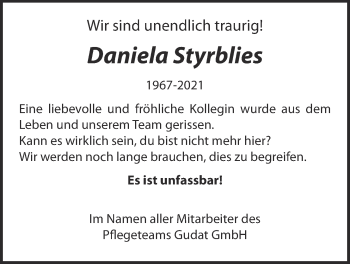 Traueranzeige von Daniela Styrblies von Licher Wochenblatt