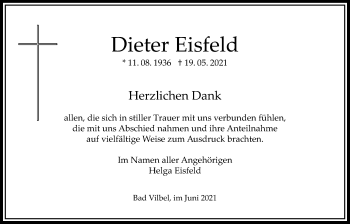 Traueranzeige von Dieter Eisfeld von Bad Vilbel/Karben