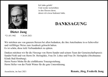 Traueranzeige von Dieter Jung von Wetterauer Zeitung