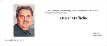 Traueranzeige von Dieter Wilhelm von Wetterauer Zeitung