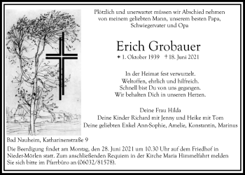 Traueranzeige von Erich Grobauer von Wetterauer Zeitung