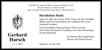 Traueranzeige von Gerhard Harsch von Wetterauer Zeitung