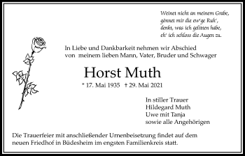 Traueranzeige von Horst Muth von Bad Vilbel/Karben