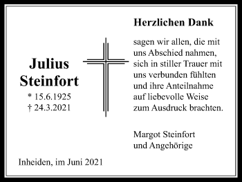 Traueranzeige von Julius Steinfort von Licher Wochenblatt