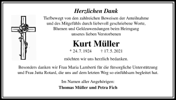 Traueranzeige von Kurt Müller von Wetterauer Zeitung