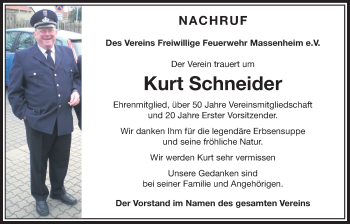 Traueranzeige von Kurt Schneider von Bad Vilbel/Karben