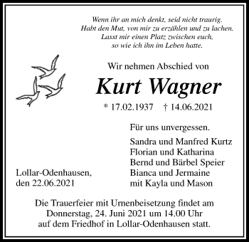 Traueranzeige von Kurt Wagner von Giessener Allgemeine, Alsfelder Allgemeine