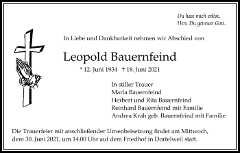 Traueranzeige von Leopold Bauernfeind von Bad Vilbel/Karben