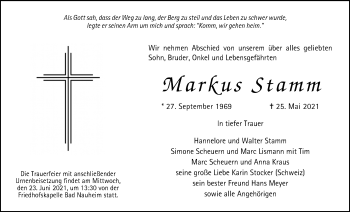 Traueranzeige von Markus Stamm von Wetterauer Zeitung