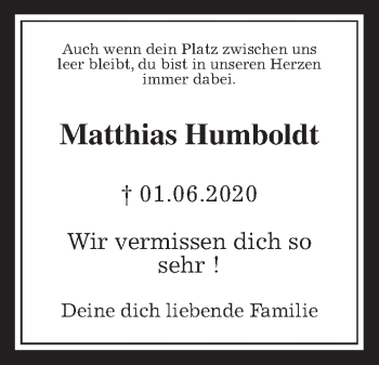 Traueranzeige von Matthias Humboldt von Wetterauer Zeitung