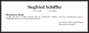 Traueranzeige von Siegfried Schiffke von Wetterauer Zeitung