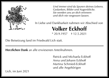 Traueranzeige von Volker Eckhoff von Licher Wochenblatt