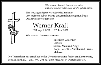 Traueranzeige von Werner Kraft von Bad Vilbel/Karben