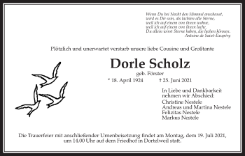Traueranzeige von Dorle Scholz von Bad Vilbel/Karben