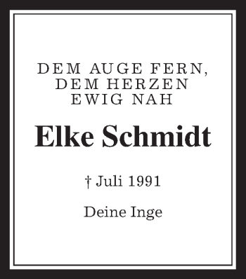 Traueranzeige von Elke Schmidt von Wetterauer Zeitung