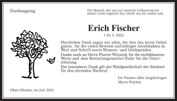 Traueranzeige von Erich Fischer von Mücker Stimme