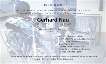 Traueranzeige von Gerhard Nau von Giessener Allgemeine, Alsfelder Allgemeine