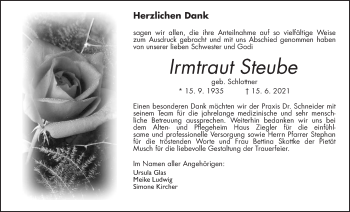 Traueranzeige von Irmtraut Steube von Wetterauer Zeitung