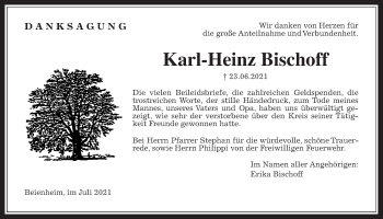 Traueranzeige von Karl-Heinz Bischoff von Wetterauer Zeitung