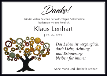 Traueranzeige von Klaus Lenhart von Giessener Allgemeine, Alsfelder Allgemeine