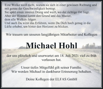 Traueranzeige von Michael Hohl von Giessener Allgemeine, Alsfelder Allgemeine